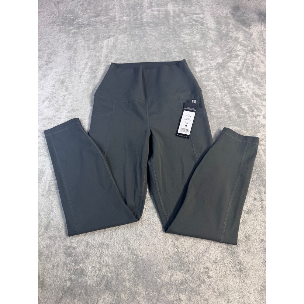 Yogalicious Lux Womens High Waist Side Pocket Leggings Dark Green Size Medium